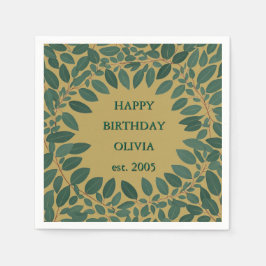 Benutzerdefinierter Eukalyptus Rahmen - Senfgelb Serviette
