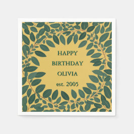 Benutzerdefinierter Eukalyptus Rahmen - Senfgelb Serviette
