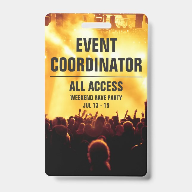 Benutzerdefinierter Event-Koordinator Gesamter Acc Ausweis (Vorderseite)