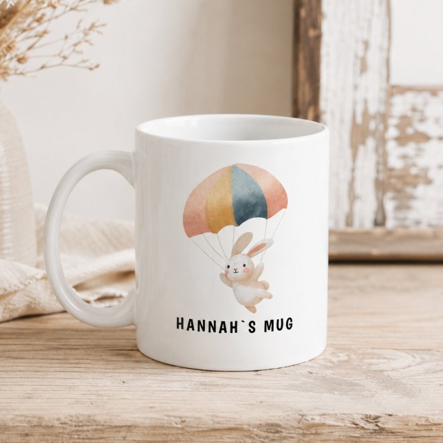 Benutzerdefinierter Fallschirm-Hasen-Becher mit Na Kaffeetasse (Custom Parachute Bunny Mug with Name)