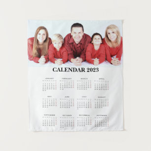 Benutzerdefinierter Familienfoto-Kalender 2023 Wandteppich