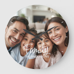 Benutzerdefinierter Familienfoto-Trend-Skriptname  Große Wanduhr
