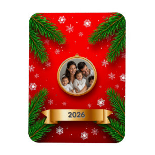 Benutzerdefinierter Familienfoto-Weihnachtsrahmen Magnet