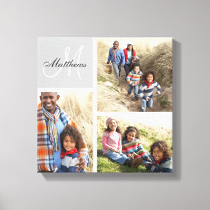 Benutzerdefinierter Familienmonogramm-Fotocollage- Leinwanddruck