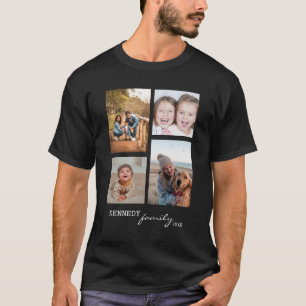 Benutzerdefinierter Familienname 4 Fotocollage Sch T-Shirt