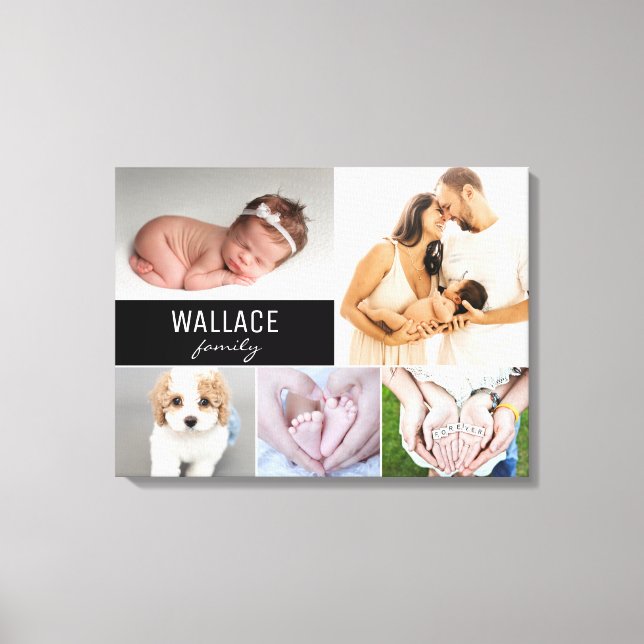 Benutzerdefinierter Familienname Foto Collage Canv Leinwanddruck (Vorderseite)