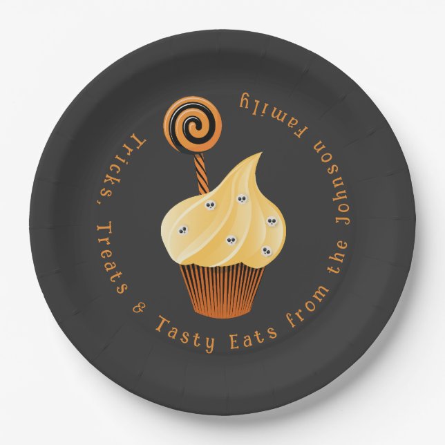 benutzerdefinierter Familienname Halloween-Papierp Pappteller (Vorderseite)