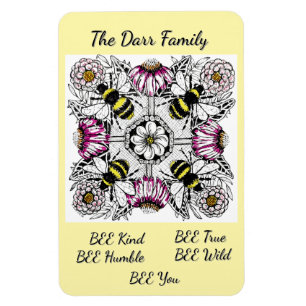 Benutzerdefinierter Familienname Hummel Biene Art Magnet