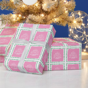 Benutzerdefinierter Familienname Modern Pink & Gre Geschenkpapier