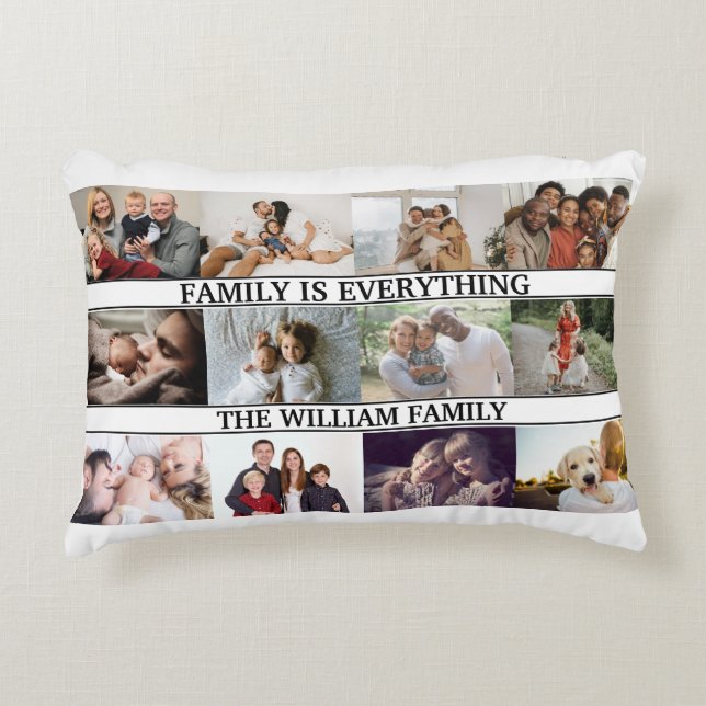 Benutzerdefinierter Familienname, Monogramm und 12 Dekokissen (Vorderseite)