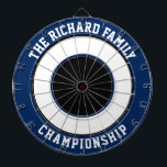 Benutzerdefinierter Familienname Personalisiert Bl Dartscheibe<br><div class="desc">Benutzerdefinierter Familienname Personalisiert Blue Dartboard Fügen Sie einen Familiennamen hinzu, und erstellen Sie ganz einfach Ihr personalisiertes Familienname-Dartboard. Klicken Sie auf KENNEN, um die Farbe des Texts oder des Motherboards zu ändern. Sie können dieses Design auf anderen Zazzle-Produkten übertragen und an die meisten Zazzle-Produkte anpassen. Standard Studio Designs werden in...</div>
