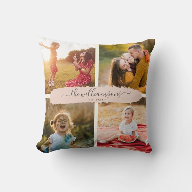 Benutzerdefinierter Familienname Pinselstrich Inst Kissen (Vorderseite)