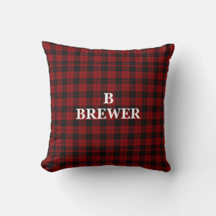 Benutzerdefinierter Familienname Red Tartan Kissen