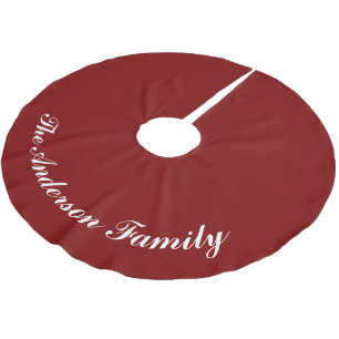 Benutzerdefinierter Familienname Roter Weihnachtsb Polyester Weihnachtsbaumdecke