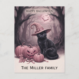Benutzerdefinierter Familienname Schwarze Katze & Postkarte