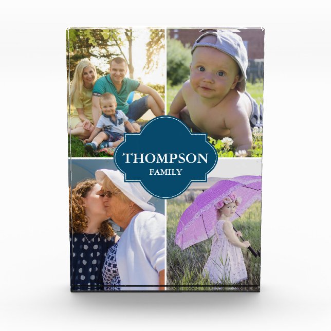 Benutzerdefinierter Familienname und Fotos Blaues  (Vorderseite)