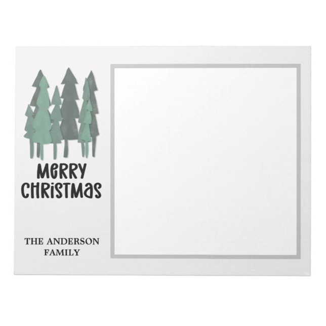 Benutzerdefinierter Familienname Watercolor Weihna Notizblock (Vorderseite)