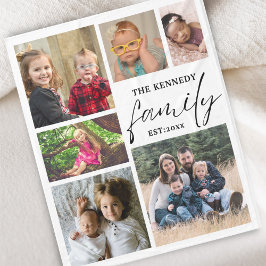 Benutzerdefinierter Familienname Weiß 6 FotoCollag Fleecedecke