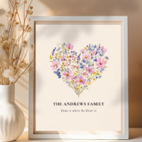 Benutzerdefinierter Familienname Wildblumen Herz P