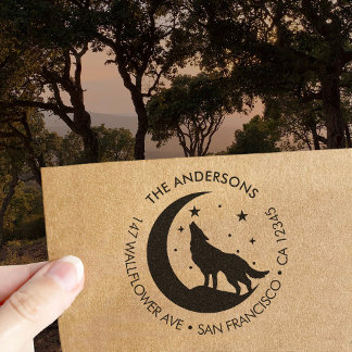 Benutzerdefinierter Familienname Wolf Mond Rückkeh Gummistempel