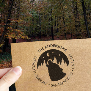 Benutzerdefinierter Familienname Wolf Mond Rückkeh Gummistempel