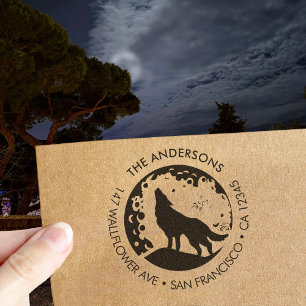 Benutzerdefinierter Familienname Wolf Mond Rückkeh Gummistempel