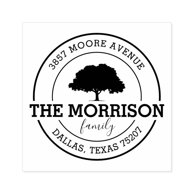 Benutzerdefinierter Familienstamm | Name, Rücksend Gummistempel (Prägung)