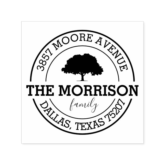 Benutzerdefinierter Familienstamm | Name, Rücksend Permastempel (Design)