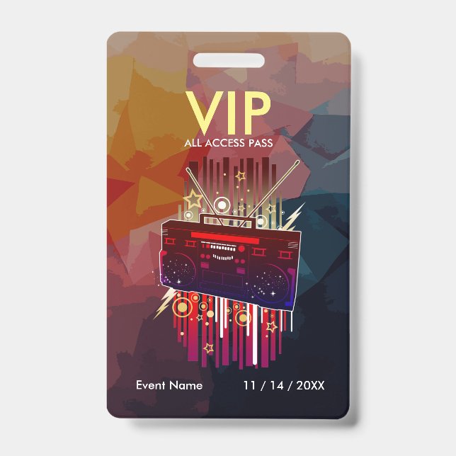 Benutzerdefinierter farbenfroher VIP-Event-Pass mi Ausweis (Vorderseite)