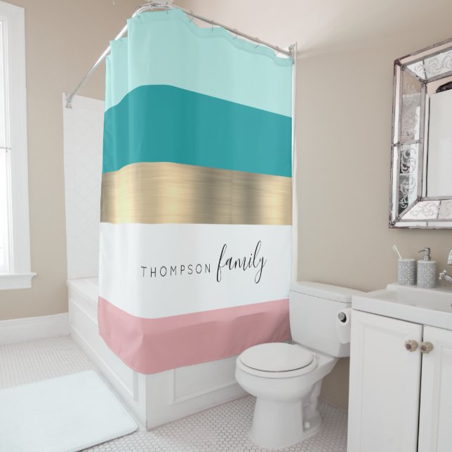 Benutzerdefinierter, farbig gestrichener Familienn Duschvorhang (Beispiel)