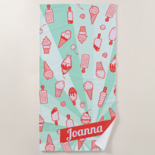 Benutzerdefinierter Farbname Ice Creme Print Beach Strandtuch