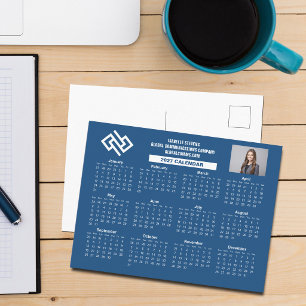 Benutzerdefinierter Firmenkalender 2027 Blau Busin Postkarte