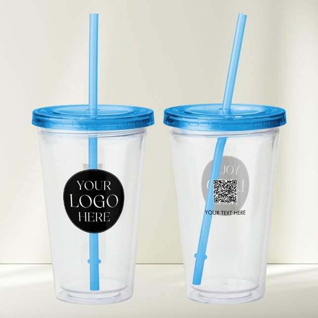 Benutzerdefinierter Firmenlogo-Branded-QR-Code Acryltrinkbecher (Front and Back)