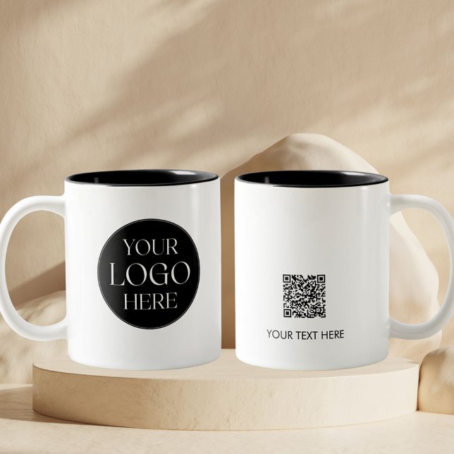 Benutzerdefinierter Firmenlogo-Branded-QR-Code Zweifarbige Tasse (Front and Back)