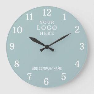 Benutzerdefinierter Firmenlogo Firmenname Seafoam Große Wanduhr