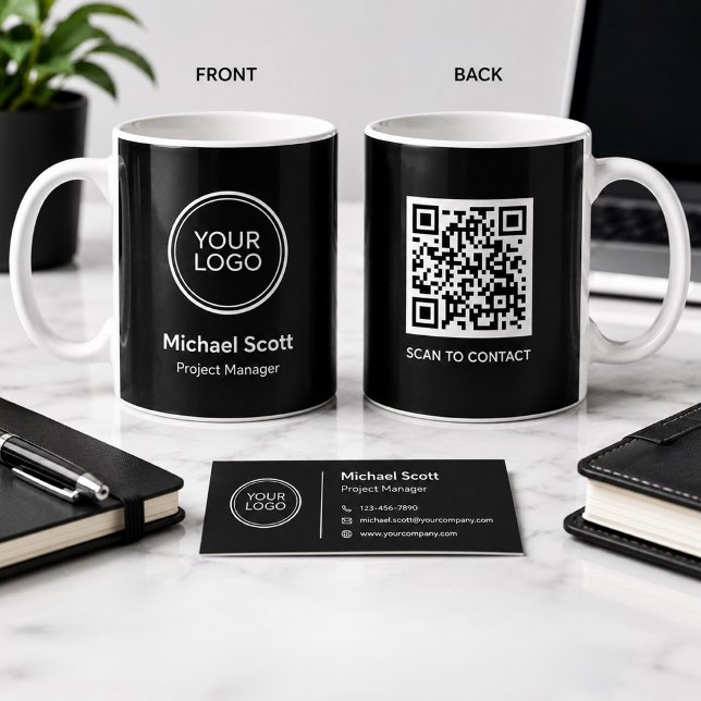 Benutzerdefinierter Firmenlogo-QR-Code-Becher | Pe Kaffeetasse (Von Creator hochgeladen)