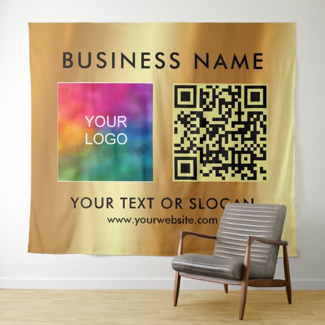 Benutzerdefinierter Firmenlogo QR-Code Extra Large Wandteppich (Beispiel (Horizontal))