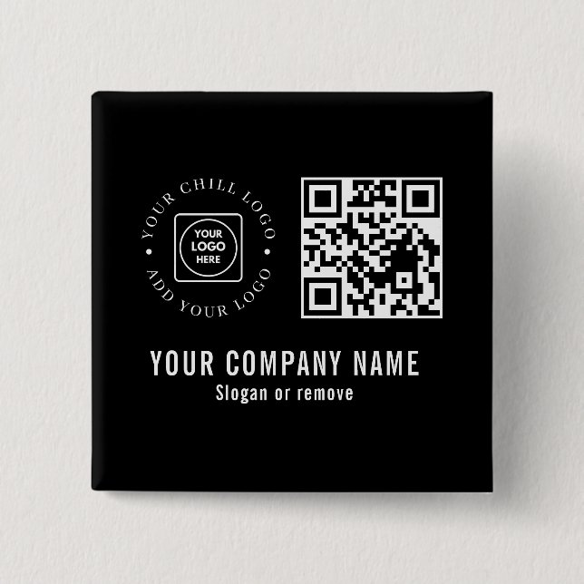 Benutzerdefinierter Firmenlogo-QR-Code Minimalisti Button (Vorderseite)