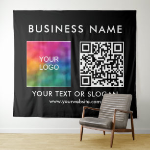Benutzerdefinierter Firmenlogo QR Code XL Hintergr Wandteppich