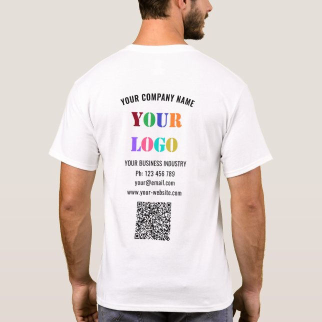 Benutzerdefinierter Firmenlogo Text QR-Code Busine T-Shirt (Rückseite)