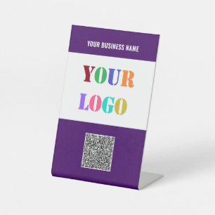 Benutzerdefinierter Firmenlogo-Text und QR-Code-Po Sockelschild