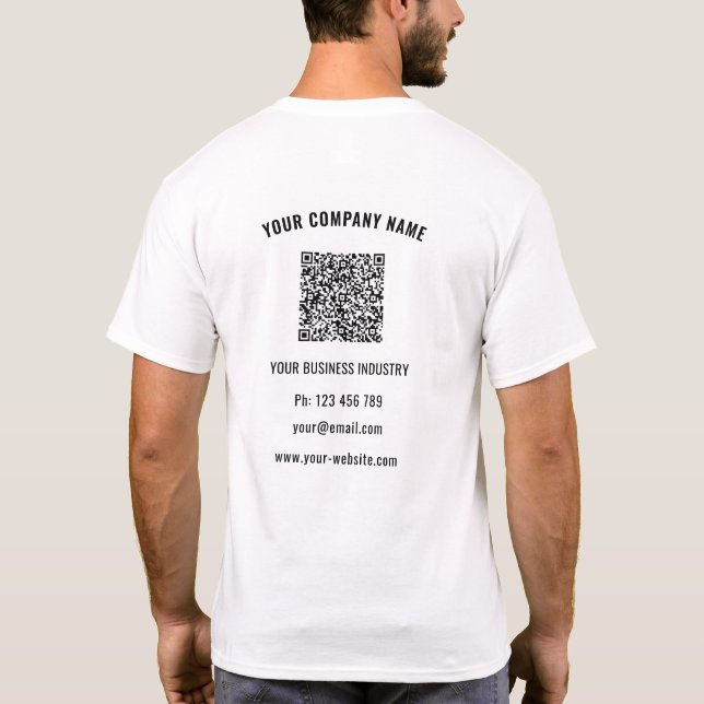 Benutzerdefinierter Firmenlogo-Text und QR-Code-T  T-Shirt (Rückseite)