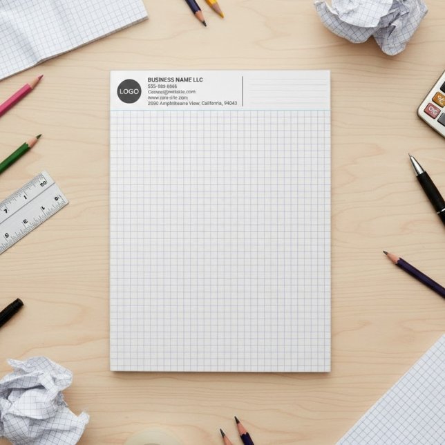 Benutzerdefinierter Firmenname & Logo, minimalisti Notizblock (custom company logo notepad, graph paper for architects)