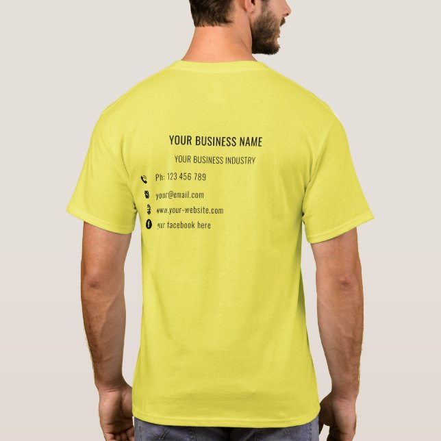 Benutzerdefinierter Firmenname Text Info Business  T-Shirt (Rückseite)