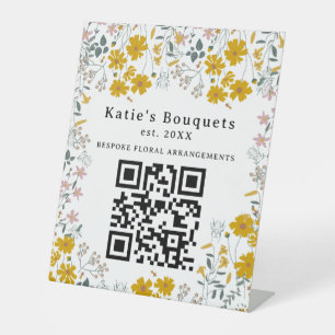 Benutzerdefinierter Flaggen-Stand-Blumenmarkt-QR-C Sockelschild