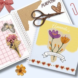 Benutzerdefinierter floraler Senf Blau Scrapbookin Notizbuch