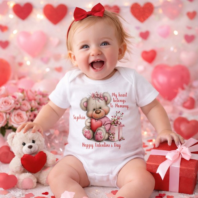 Benutzerdefinierter floraler Teddybär Baby-Body Baby Strampler (Von Creator hochgeladen)