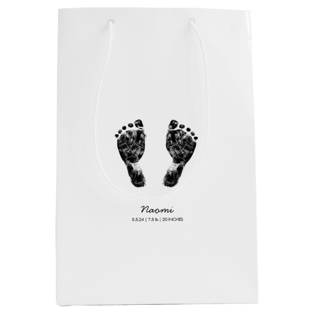 Benutzerdefinierter Footprint | Hochladen des Baby Mittlere Geschenktüte (Vorderseite)