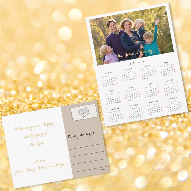 Benutzerdefinierter Foto-2026-Kalender Weihnachten (Custom Photo 2026 Calendar Christmas New Years Holiday Postcard)