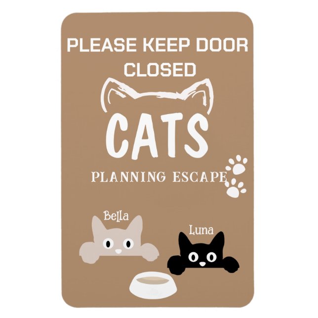 Benutzerdefinierter Foto Cat Planning Escape Door  Magnet (Vertikal)